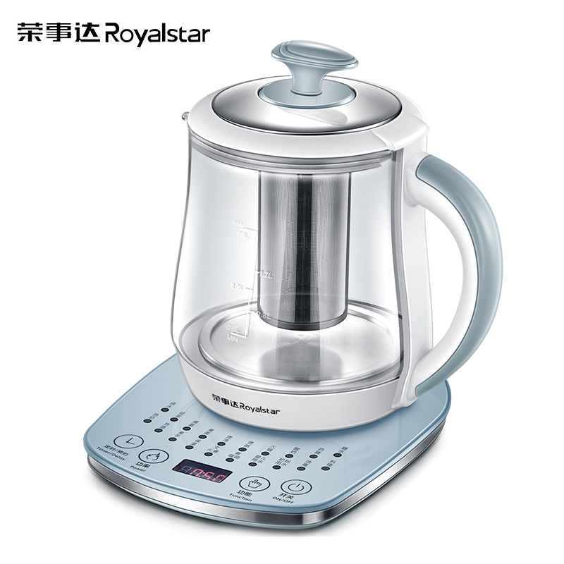 荣事达(Royalstar)养生壶加厚玻璃烧水壶家用多功能电热煮茶器黑茶煎药壶1.7L大容量