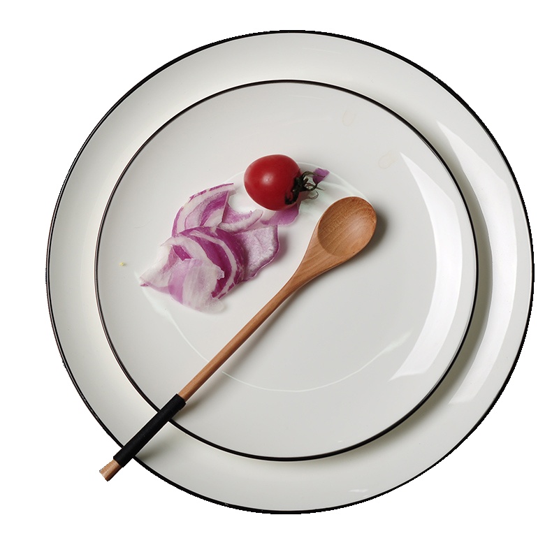 景德镇家用陶瓷盘子纯手工绘制欧式简约风西餐盘果盘味碟 8英寸饭盘单个