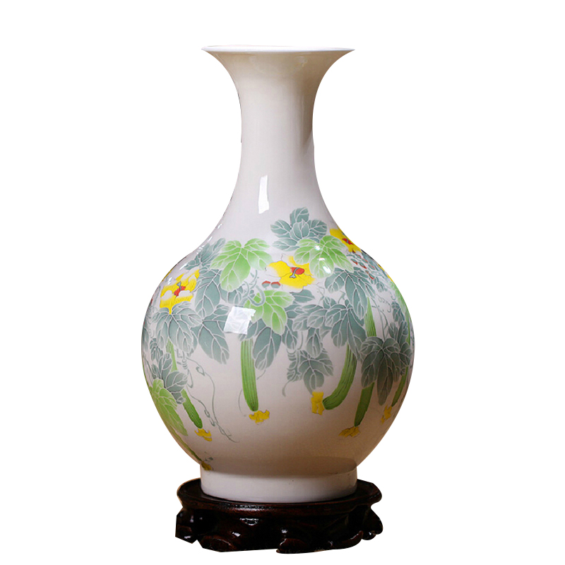 景德镇陶瓷器花瓶 骨瓷薄胎花瓶釉下五彩现代家具装饰摆件 赏瓶