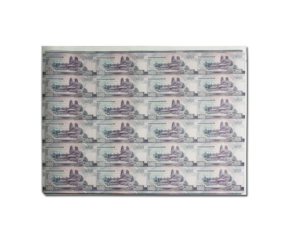 抗美援朝胜利六十周年纪念钞 朝鲜钱币整版连体钞 朝鲜5000连体整版钞