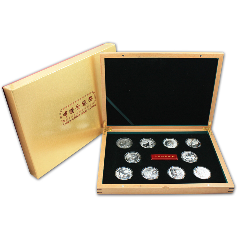 2001-2010年熊猫币 熊猫金银纪念币 熊猫30克银币套装