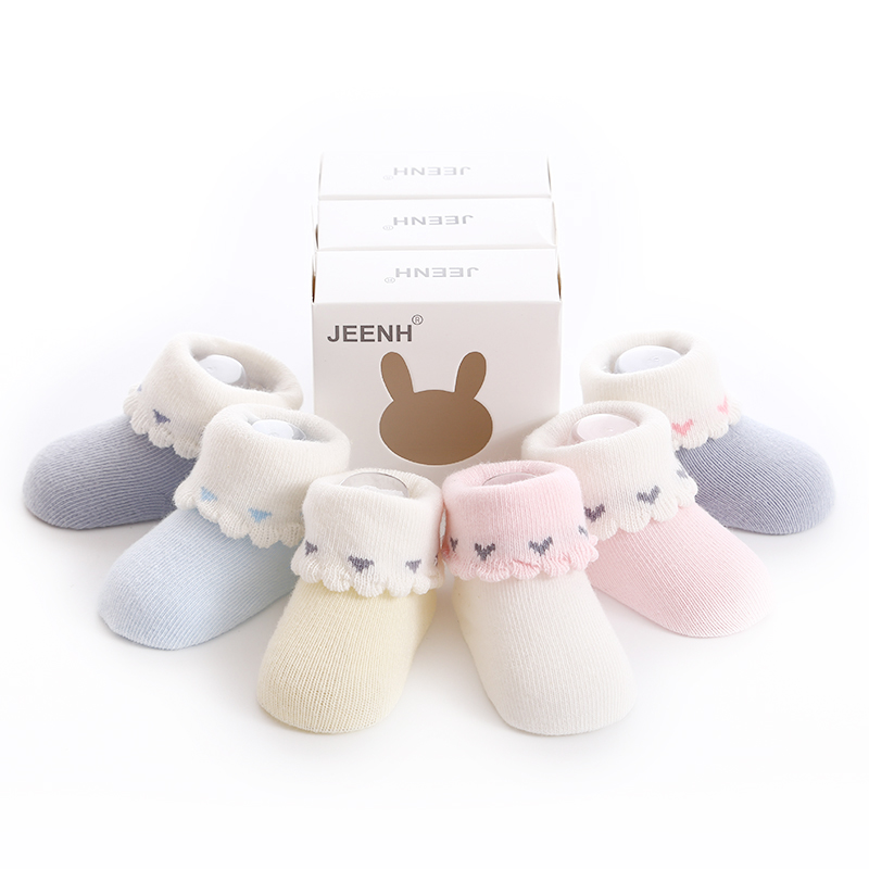[3双装]JEENH 婴儿袜子秋冬季纯棉新生儿袜子0-12个月宝宝袜子