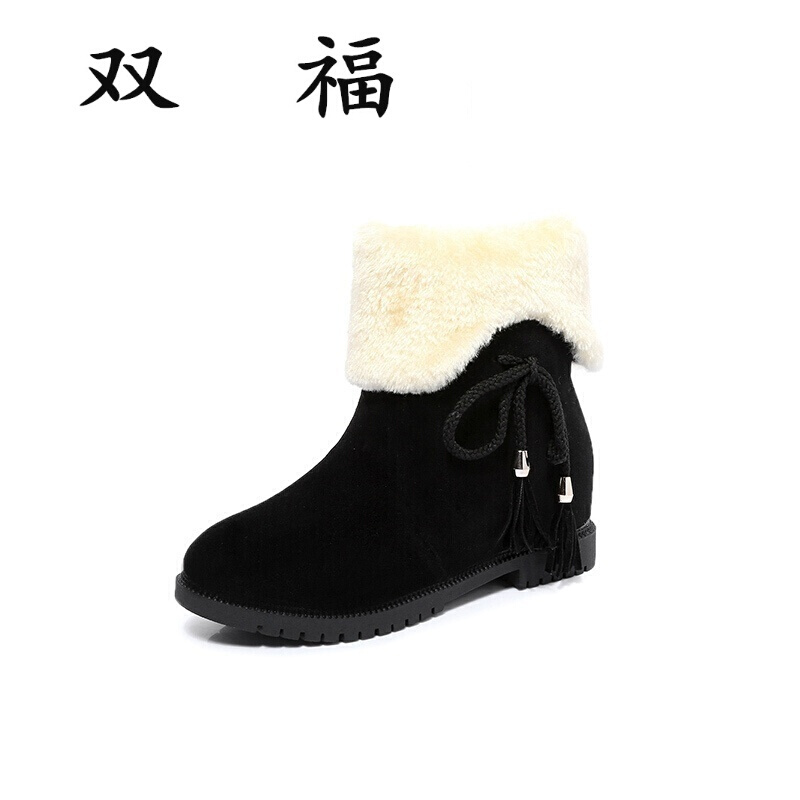 206冬季新款韩版雪地靴女中筒平底内增高短靴加厚保暖靴子甜美棉鞋