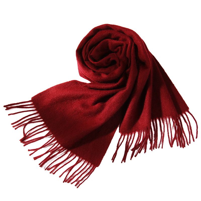 上海故事男女士冬季百搭情侣款中国红色加厚保暖高档羊绒羊毛围巾