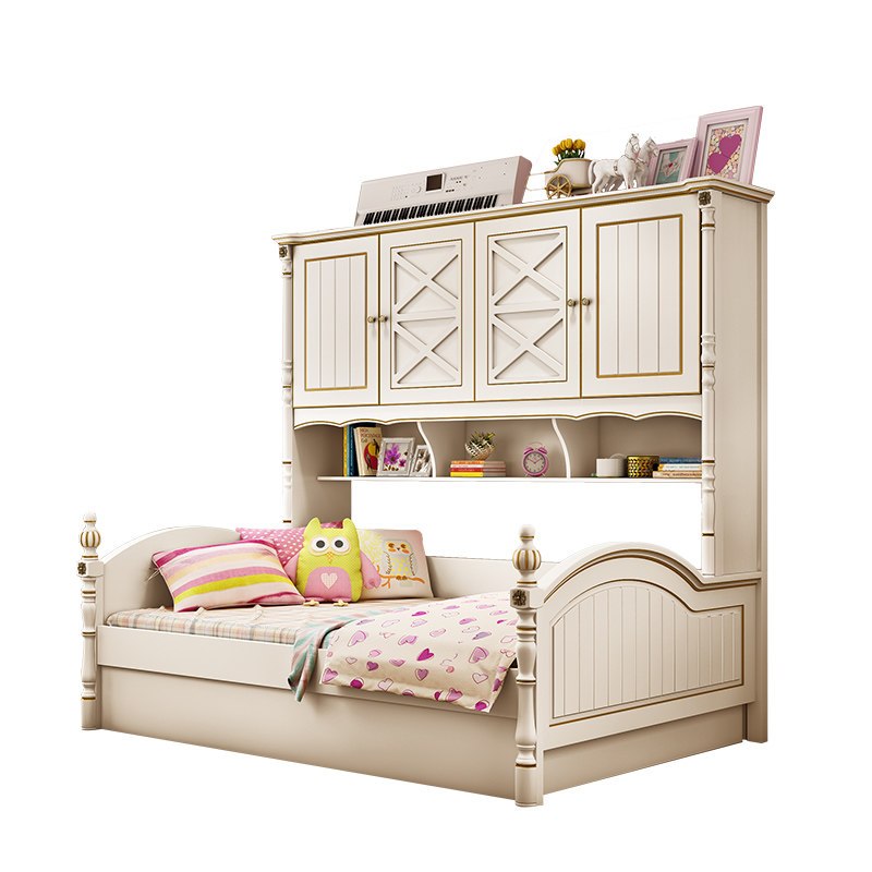 莱柯檑 床 衣柜床 儿童床 储物高箱床实木一体男孩女孩多功能单人床儿童房家具组合套装 木质人造板 简约现代