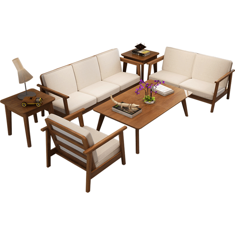 老故居 沙发 北欧/宜家木质客厅实木布艺沙发组合 大小户型实木框架沙发