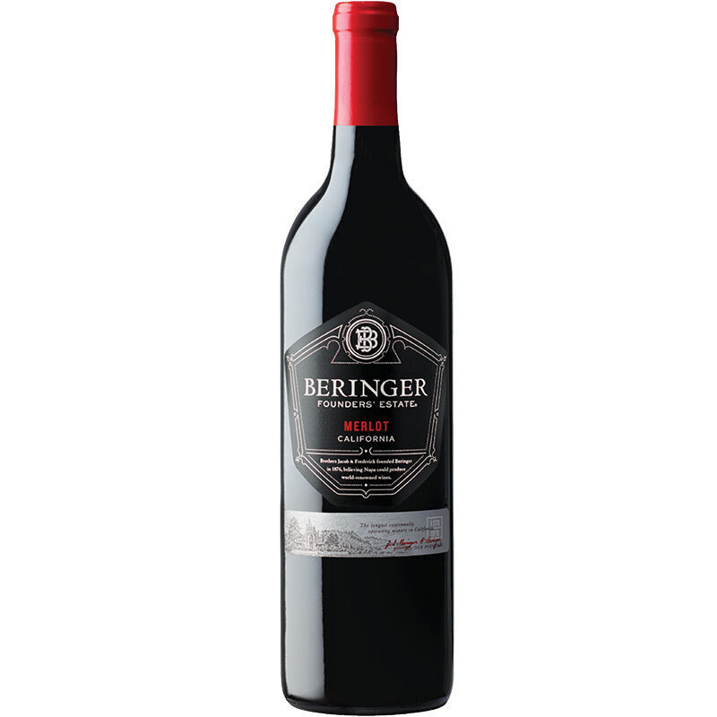 贝灵哲酒庄 美国进口红酒（beringer）创始者庄园武士谷梅洛红葡萄酒 750ml单支装