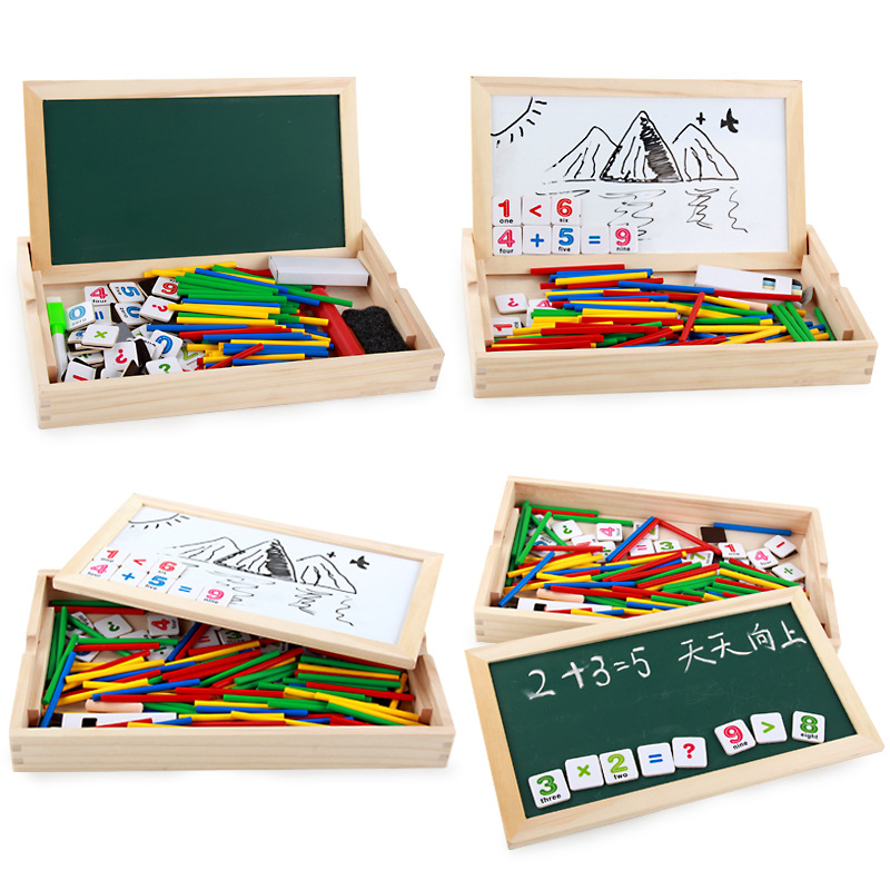儿童早教双面磁性贴卡片数字贴黑板贴蒙氏算数棒幼儿园加减法玩具0-9