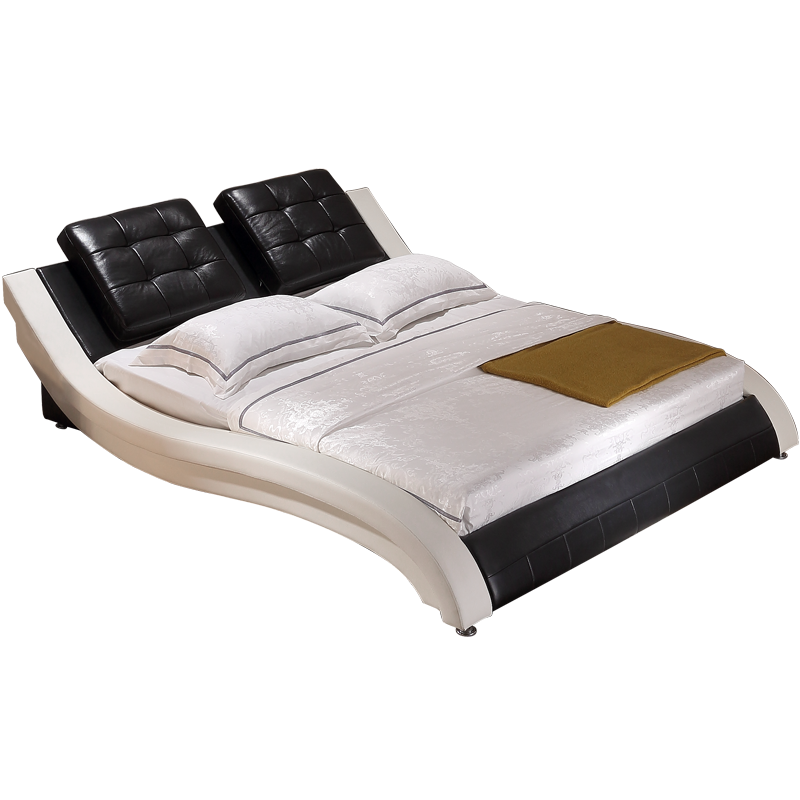 适图 皮床榻榻米现代时尚双人床1.8米软床创意个性可调节头枕软床真皮床婚床