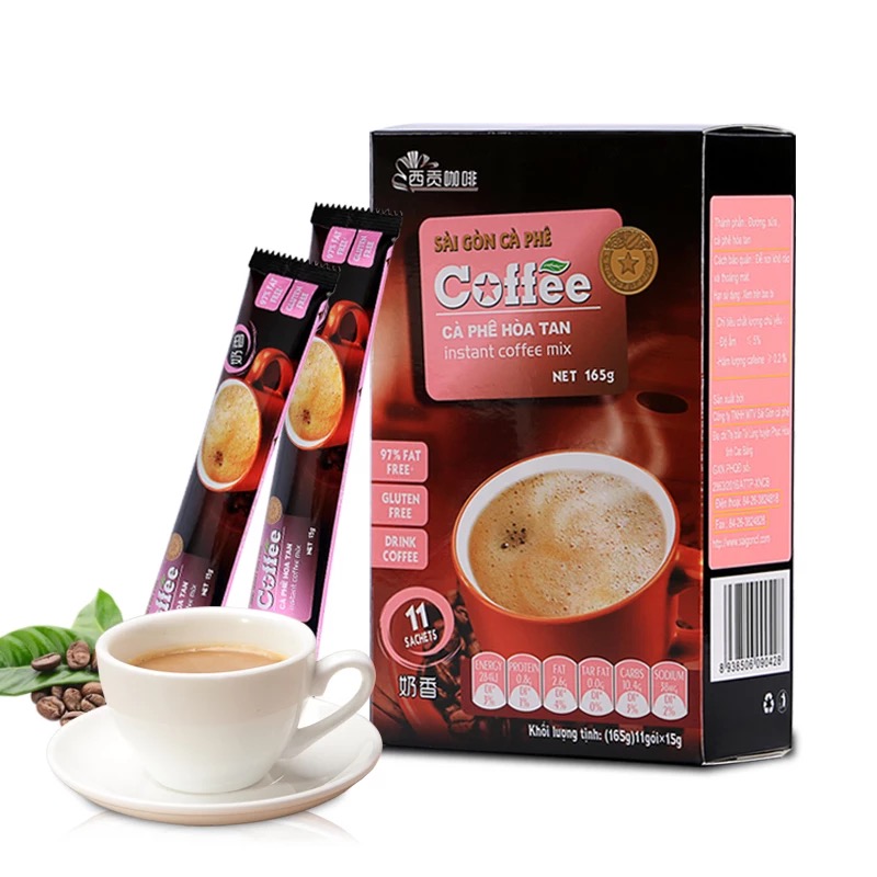 越南进口 西贡咖啡 奶香咖啡165g(11支)盒装 三合一咖啡奶香四溢(HZ:002)