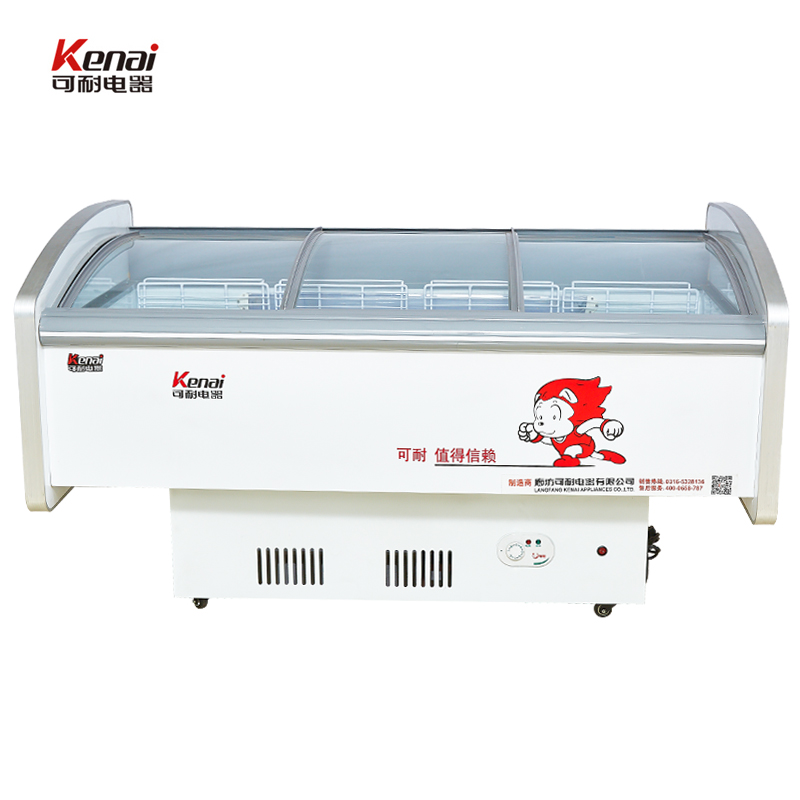 可耐(kenai)KN-1600配菜柜 328L推拉门弧形卧式岛柜冰柜 商用点菜柜 冷藏展示柜保鲜超市岛柜