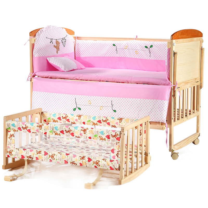 贝乐乐一米二大尺寸实木高档婴儿床 可变书桌 床板三档可调 好孩子必备床童床宝宝床
