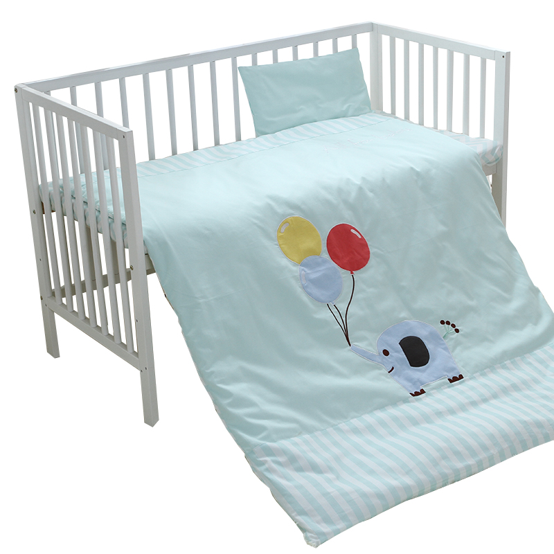 意诺唯光触媒儿童宝宝婴儿床围套装儿童床上用品儿童床品3件套[蓝色大象]