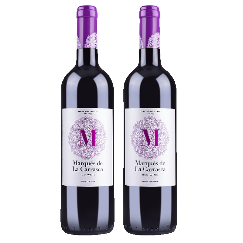洛萨诺酒庄LOZANO西班牙原瓶干红葡萄酒紫玛卡浪漫婚庆干型红酒750ml*2瓶装