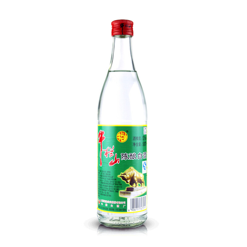 牛栏山 陈酿 白酒 浓香型 52度500ml 高度 白瓶 白牛二整箱12瓶装