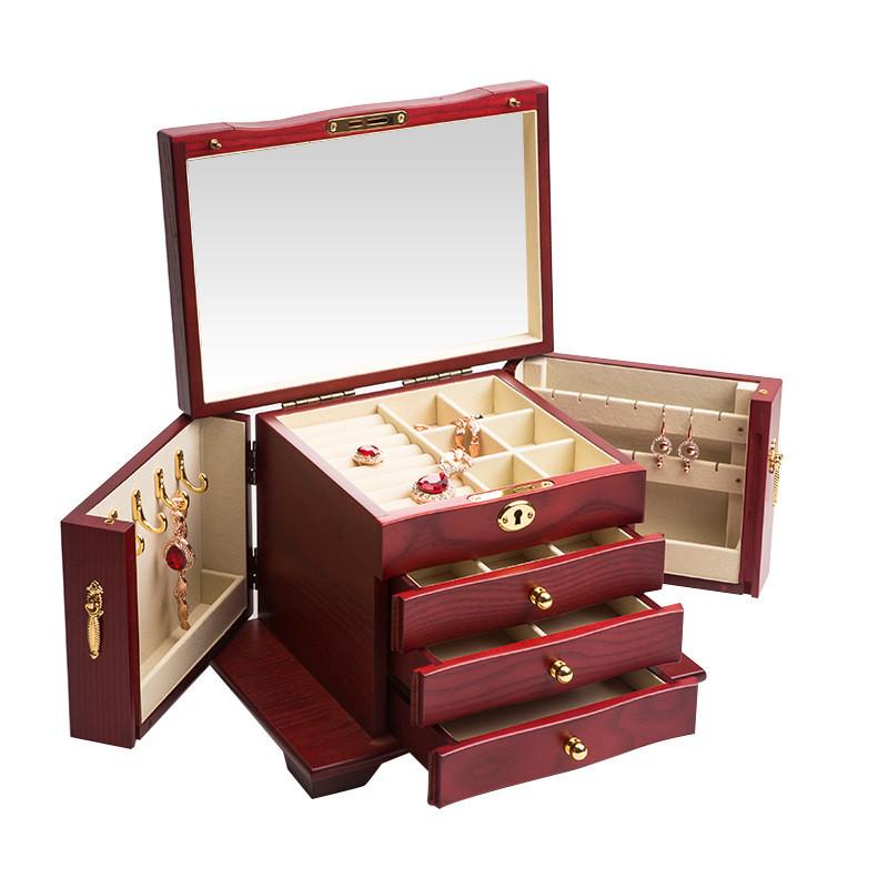 首饰盒公主欧式韩国实木质小简约带锁手饰品盒个性创意收纳盒