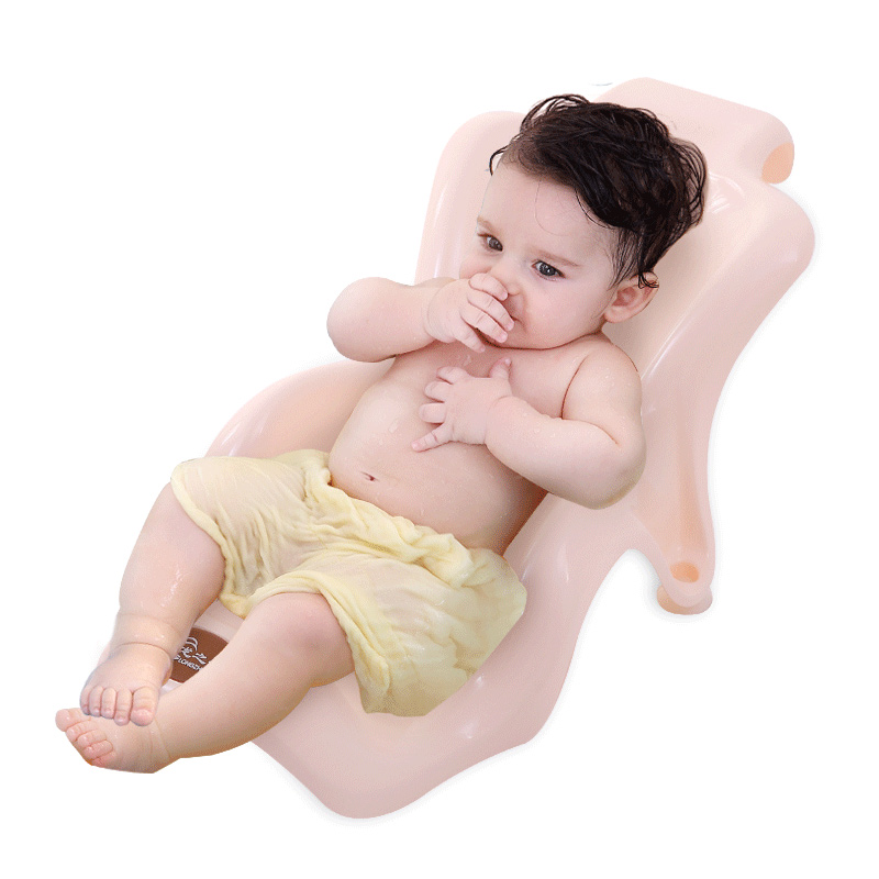 龙之涵[LONGZHIHAN] 儿童洗头躺椅 婴儿洗澡架浴盆支架 宝宝洗头椅 环保PP+TPR米色