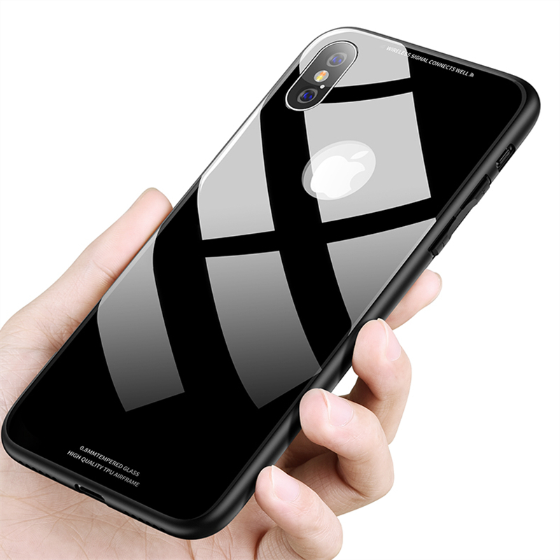 Apple/苹果X/10手机壳iPhone X防摔软壳全包iPhone X亚克力创意保护套透明 黑色