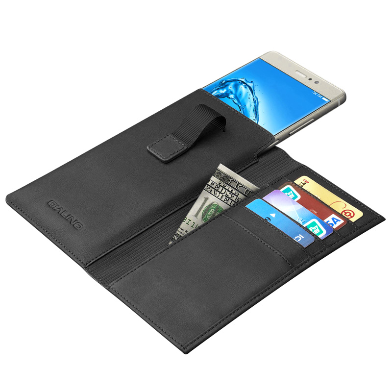 HUAWEI/华为真皮硅胶手机套/防摔手机壳 可放卡钱包款 适用于华为麦芒5钱包款 黑色