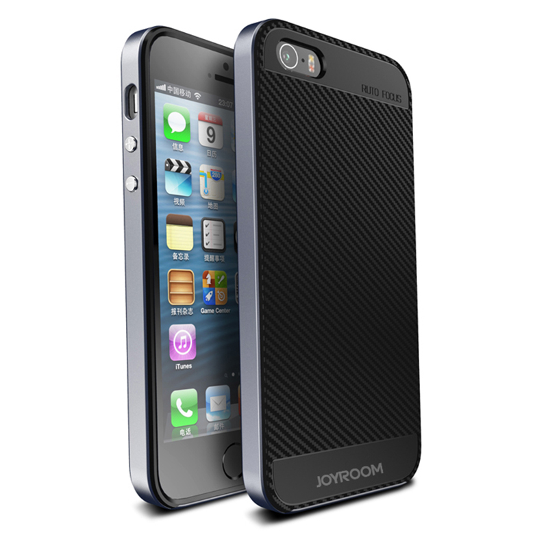 iphone5se手机壳金属磨砂质感边框+柔韧PC内壳二合一分离设计保护套 适用于苹果5se 蓝色