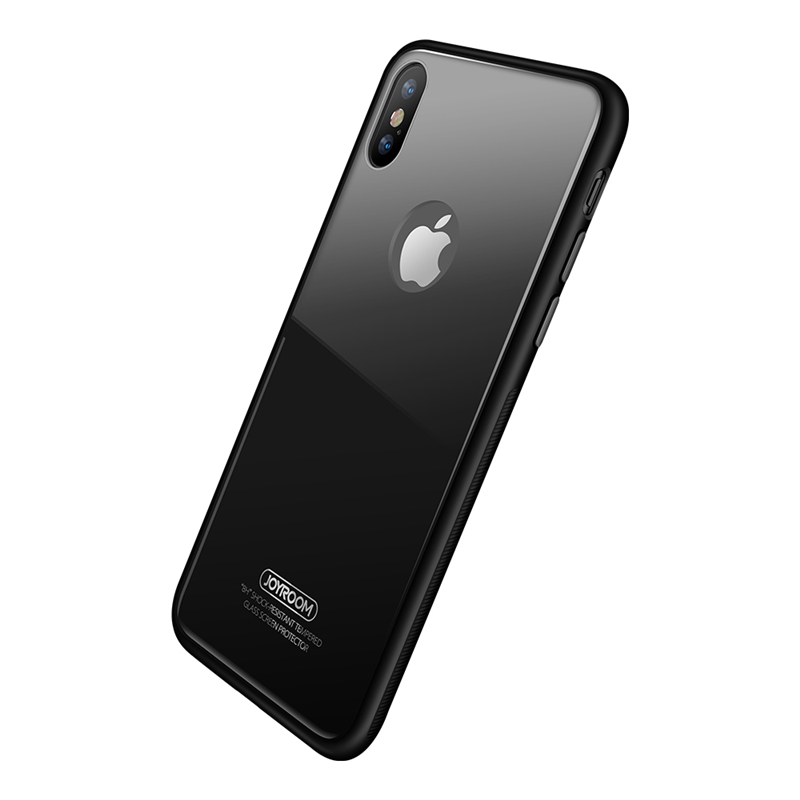 HIGE/iPhone x手机壳TPU防摔防撞保护套 防爆玻璃 侧边防滑设计 适用于苹果x手机壳 黑色