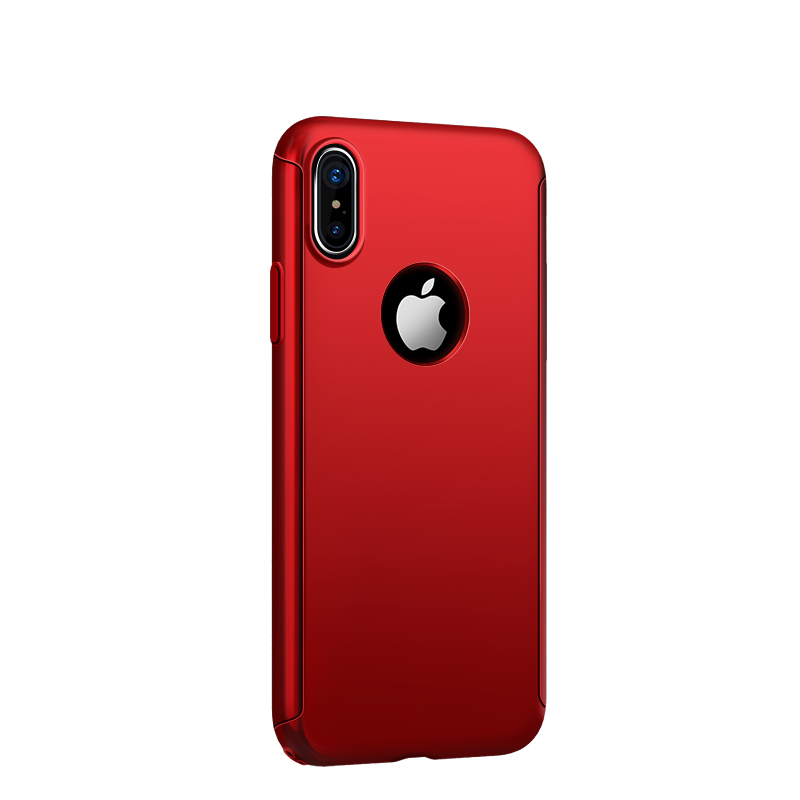 iPhoneX手机壳保护套+PC仟薄贴合手感 舒适握持 360组合式全包手机壳 红色