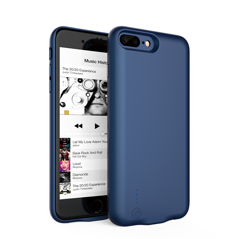 iphone8p/7p背夹充电宝 全包边软胶设计 紧密贴合手机有效预防防摔防爆(3800毫安)5.5寸 宝蓝色