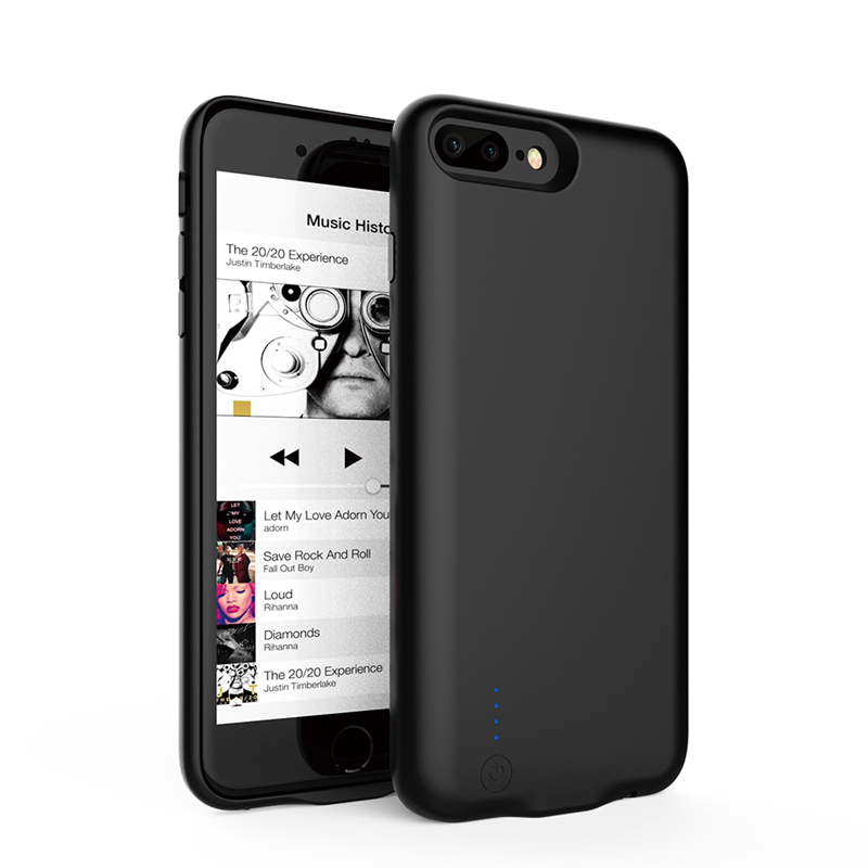 iphone8p/7p背夹充电宝 全包边软胶设计 紧密贴合手机有效预防防摔防爆(3800毫安)5.5寸 黑色