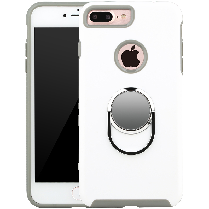 iphone7/7plus手机壳创意磁铁指环扣支架保护壳防摔 5.5英寸 白色