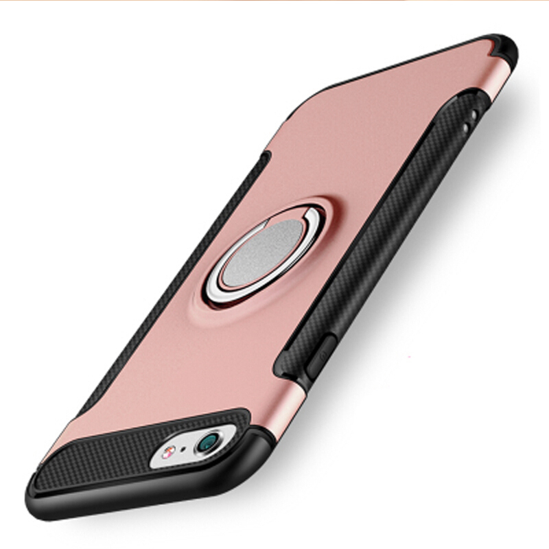 苹果6s/6Plus手机壳车载磁吸全包iPhone6/6S防摔壳指环扣支架保护套 4.7寸 iPhone6/6S玫瑰金