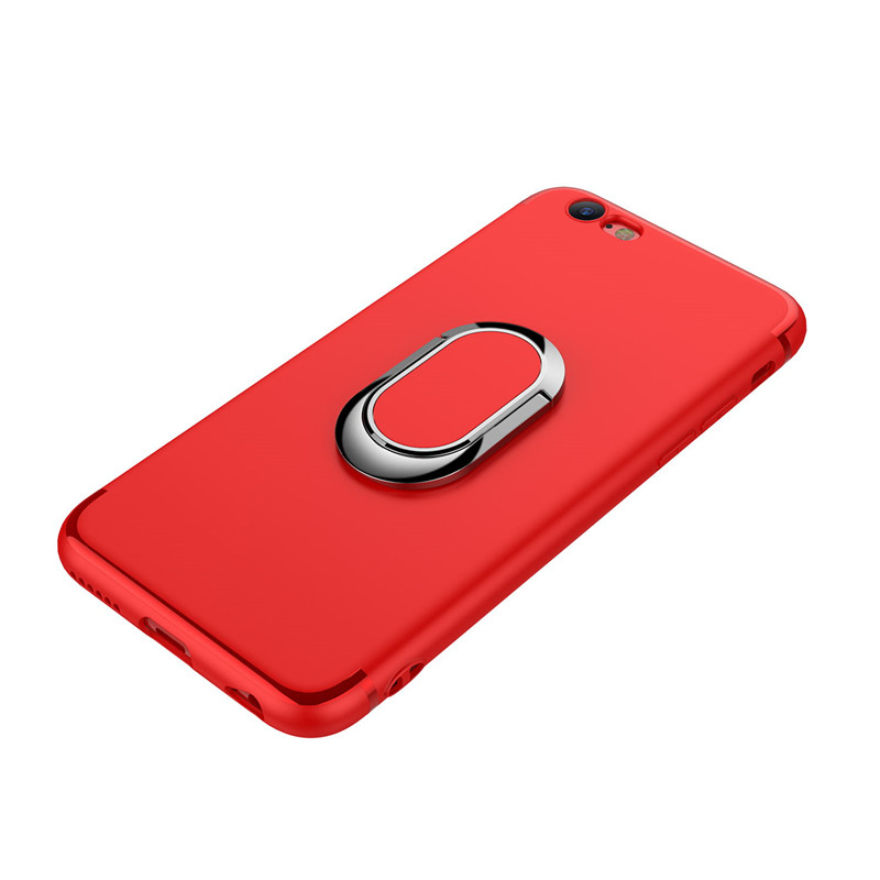 苹果6/6s手机壳硅胶防摔保护套 磁吸指环扣支架软壳 适用于iphone6/6S 大红色