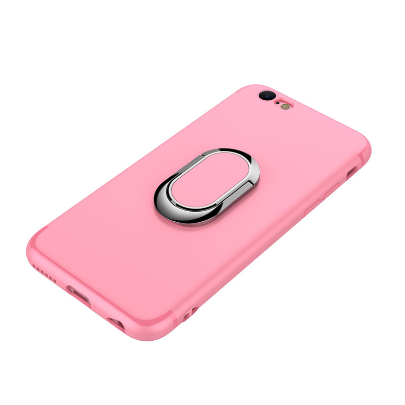 苹果6/6s手机壳硅胶防摔保护套 磁吸指环扣支架软壳 适用于iphone6/6S 少女粉