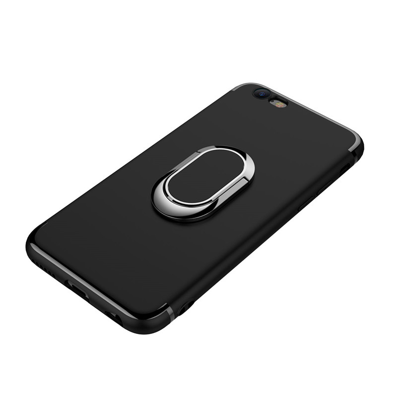 苹果6/6s手机壳硅胶防摔保护套 磁吸指环扣支架软壳 适用于iphone6/6S 深黑色