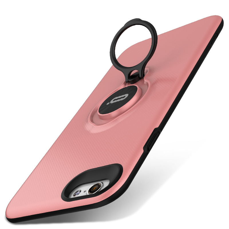 iphone6手机壳超薄指环磁吸支架苹果6s/6plus手机壳全包 樱粉 4.7英寸