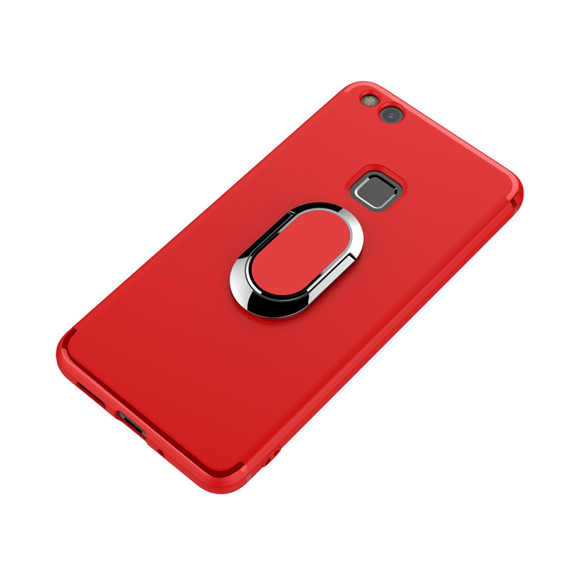华为硅胶手机壳 磁吸指环扣全包手机保护套 适用于华为P10lite/青春版nova 中国红
