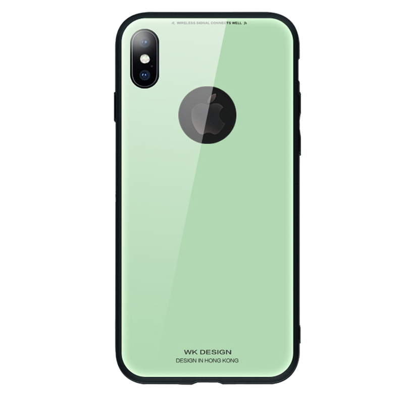 潮牌iPhoneX手机壳镜面玻璃3D电镀苹果XiPhone7/8plus保护壳 iPhoneX因草绿
