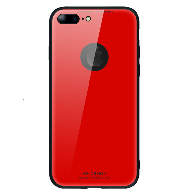 潮牌iPhone8plus手机壳镜面玻璃3D电镀苹果8保护壳网红防摔新款 iPhone8plus中国红