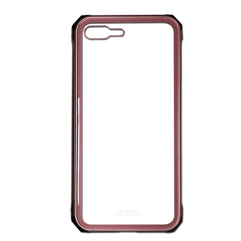 HIGE/潮牌iPhoneX手机壳金属TPU玻璃防撞透明苹果8plus保护壳 适用于iPhone8p 玫瑰金