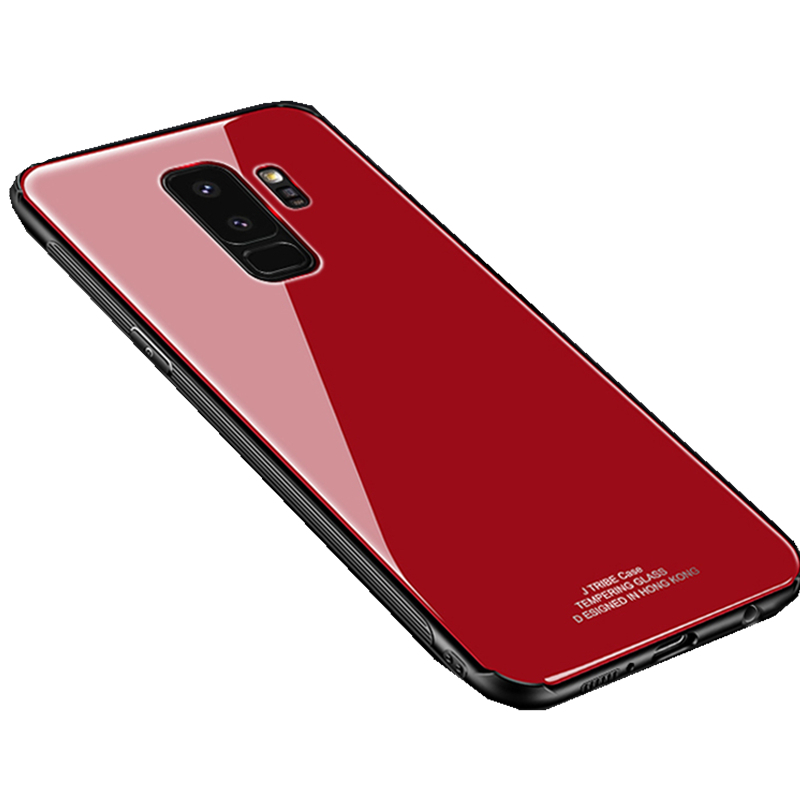 三星S9手机壳金属玻璃镜面纯色S9plus保护壳新款适用于三星S9/S9PLUS 三星S9 红色