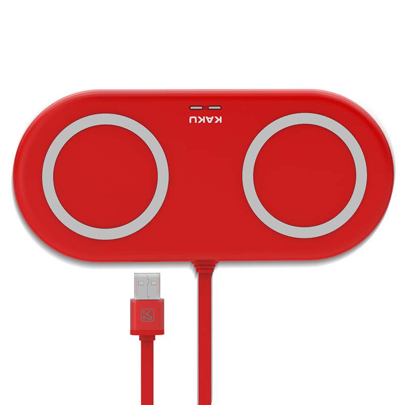 苹果X无线充电器iphone8plus三星s8手机8专用板QI快充底座八P 苹果安卓通用-升级版[双手机充电]红色