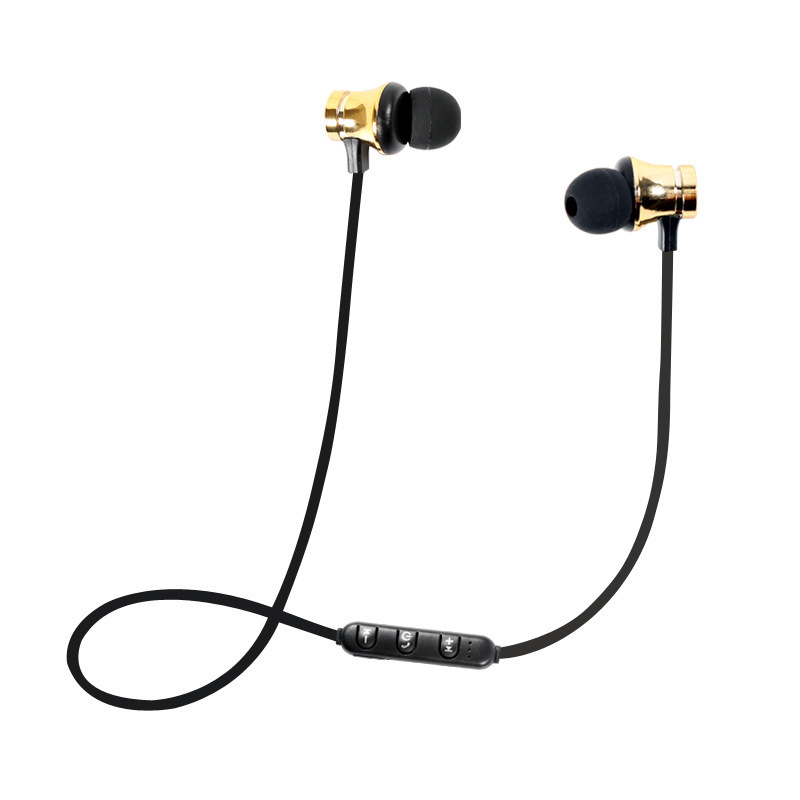 HIGE 2018新款运动跑步音乐双耳蓝牙耳机入耳式磁吸4.1立体声 适用于苹果安卓通用 金色