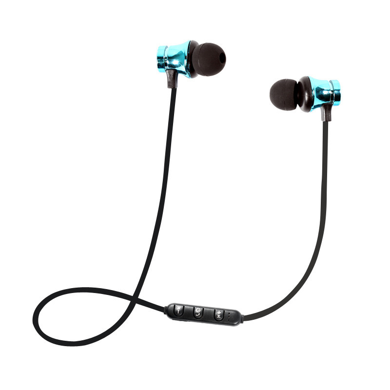 HIGE 2018新款运动跑步音乐双耳蓝牙耳机入耳式磁吸4.1立体声 适用于苹果安卓通用 蓝色