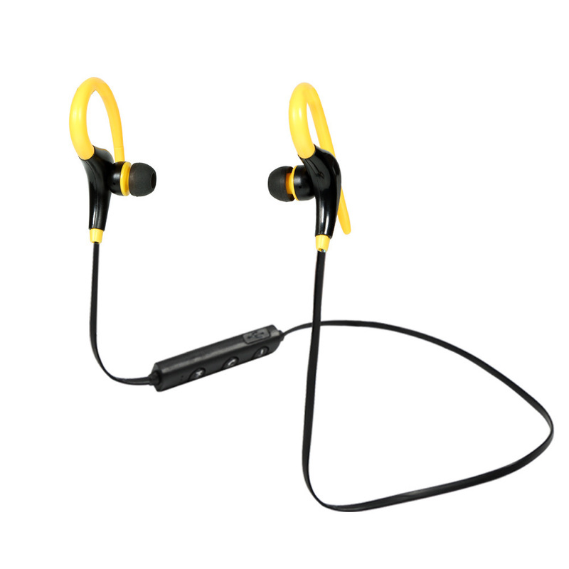 HIGE 双耳无线运动蓝牙耳机大牛角4.1耳塞式立体声+防水防汗 适用于苹果三星小米通用 柠檬黄