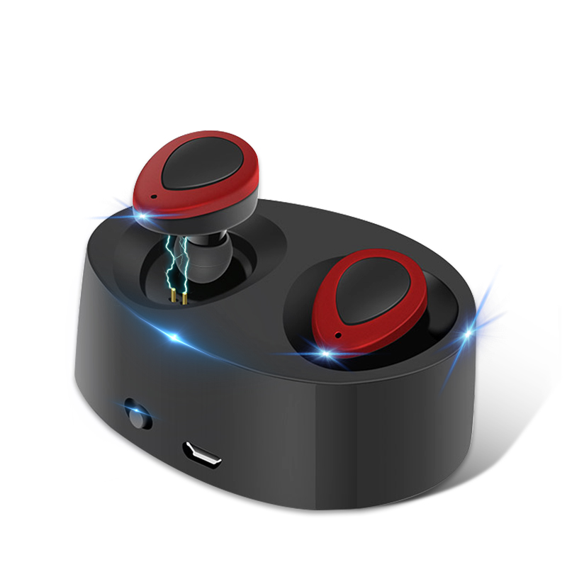 HIGE K2蓝牙耳机带充电座无线双耳对耳蓝牙耳机4.1立体声入耳式 适用于苹果三星安卓通用 黑红