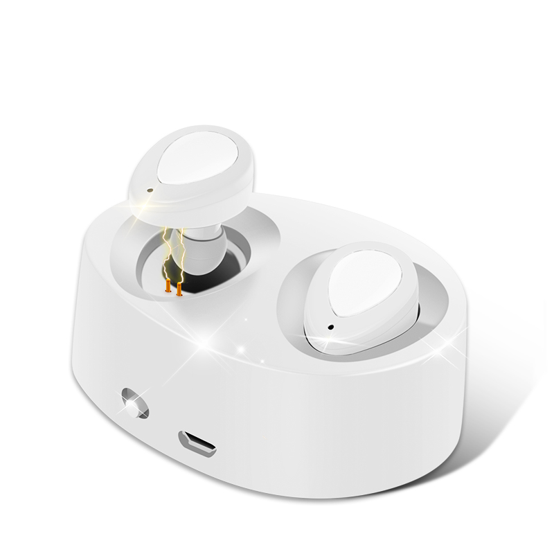 HIGE K2蓝牙耳机带充电座无线双耳对耳蓝牙耳机4.1立体声入耳式 适用于苹果三星安卓通用 白色