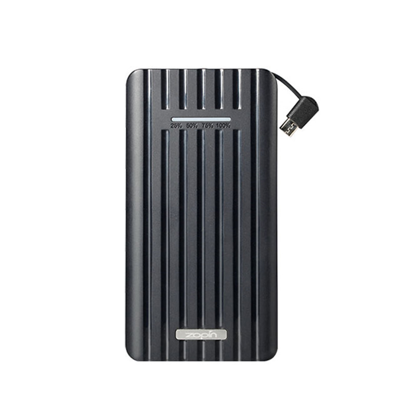 HIGE/安卓移动充电宝大容量聚合物充电宝自带安卓线便携式快充移动电源 适用于安卓苹果通用（10000毫安）黑色