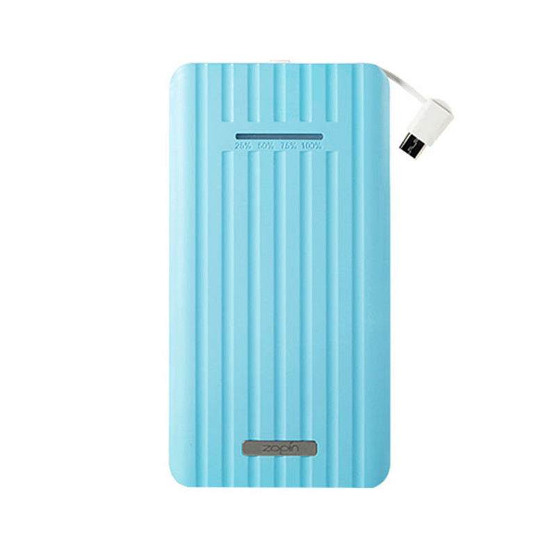 HIGE/安卓移动充电宝大容量聚合物充电宝自带安卓线便携式快充移动电源 适用于安卓苹果通用（10000毫安）蓝色