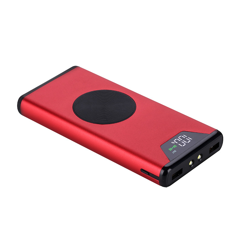 HIGE/苹果安卓1万毫安充电宝无线充电二合一移动电源 适用mix2s/S8/note8/苹果8/X 红色
