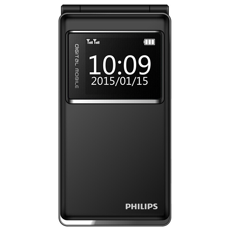 Philips/飞利浦 E350 翻盖双屏 双卡双待 移动联通2G手机 老人学生手机 备用机 黑色