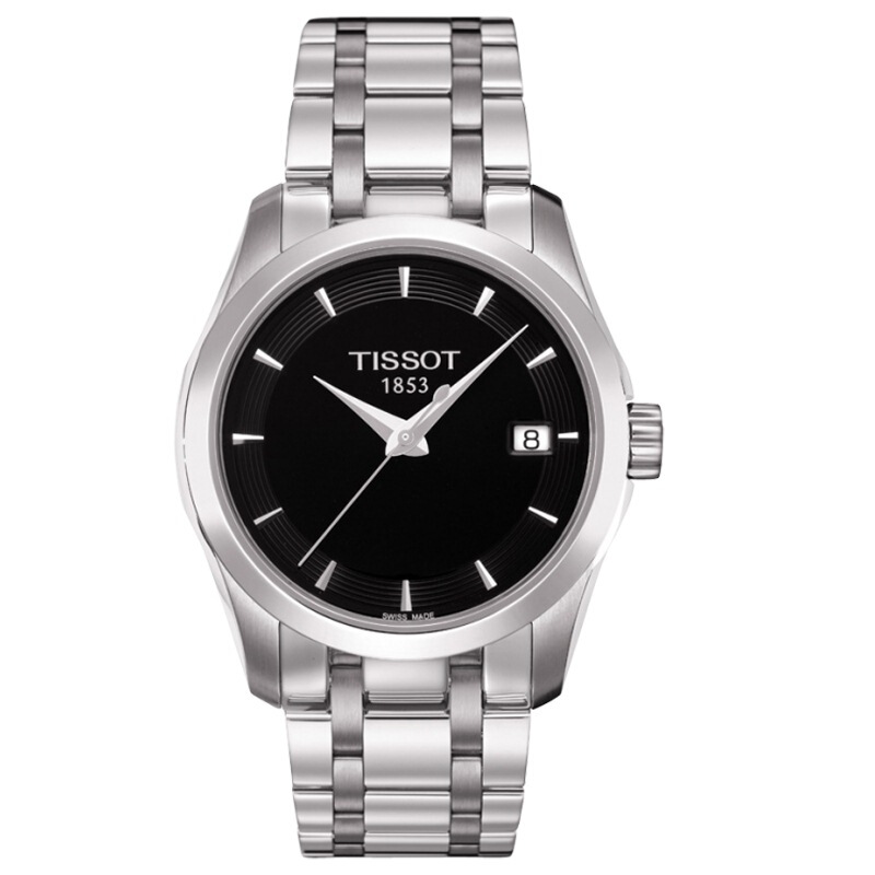 天梭(TISSOT)瑞士手表 库图系列皮革表带石英表 女士手表T035.210.16.051.00